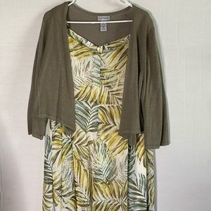 Palm leaf print sundress + shrug from Catherine’s